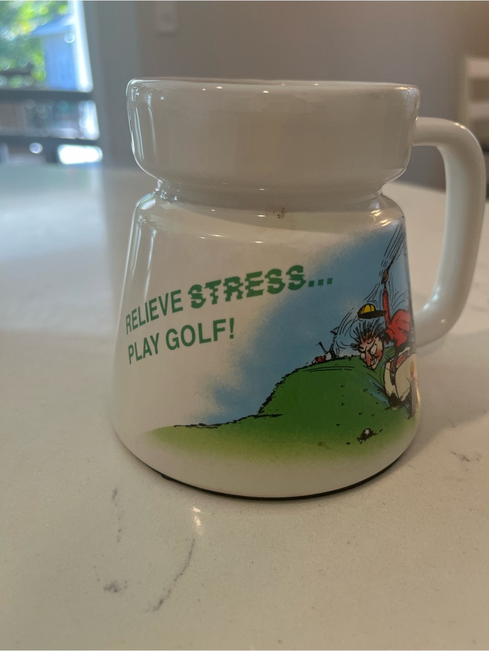White Ceramic Golf-Themed Mug with Green Artwork